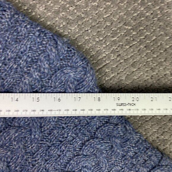 Aran Sweater Market Poncho Shawl Women's One Size Blue Merino Wool Ireland - Picture 13 of 13